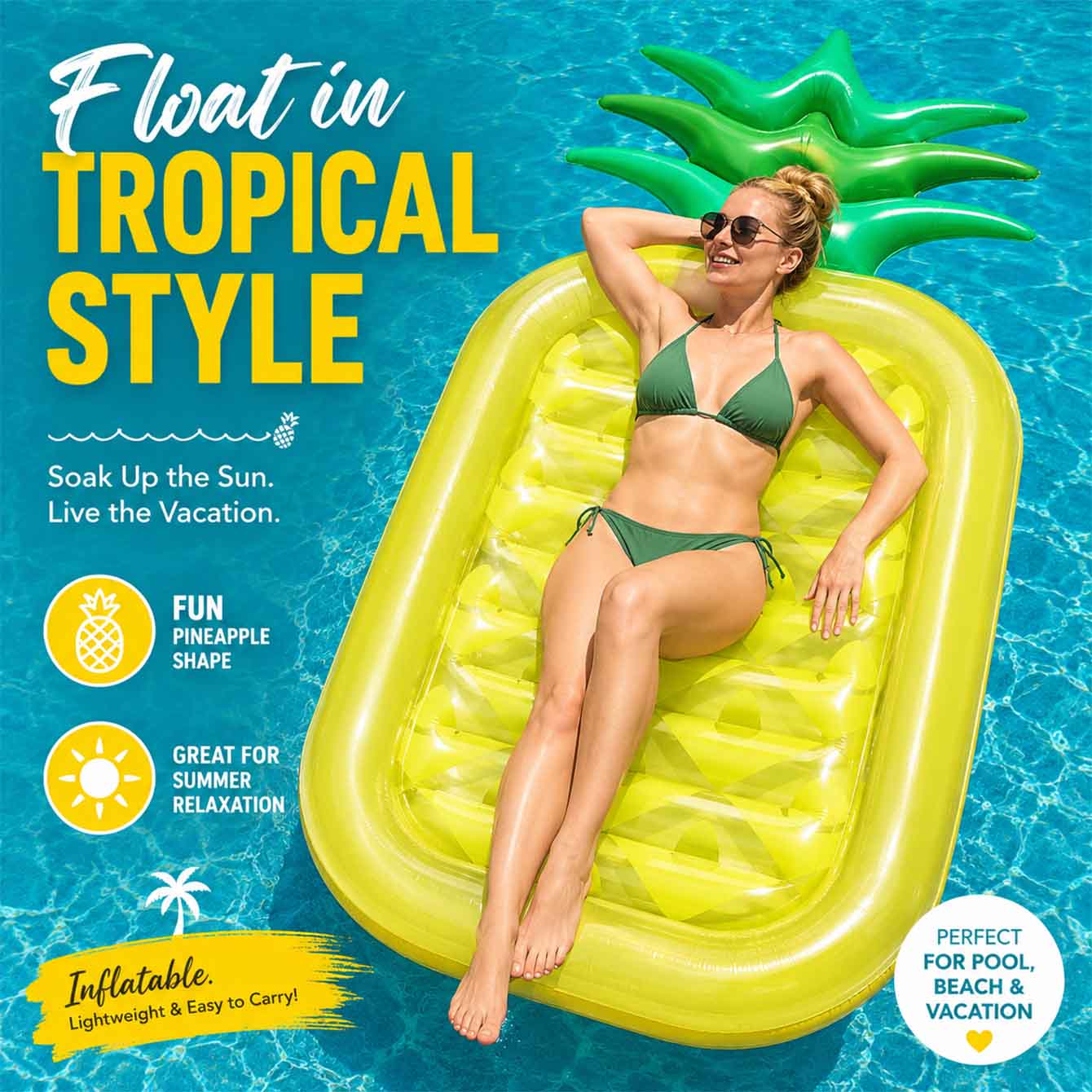 Pool Lounger Inflatable - Boia Inflável para Piscina, Flutuadores Infláveis