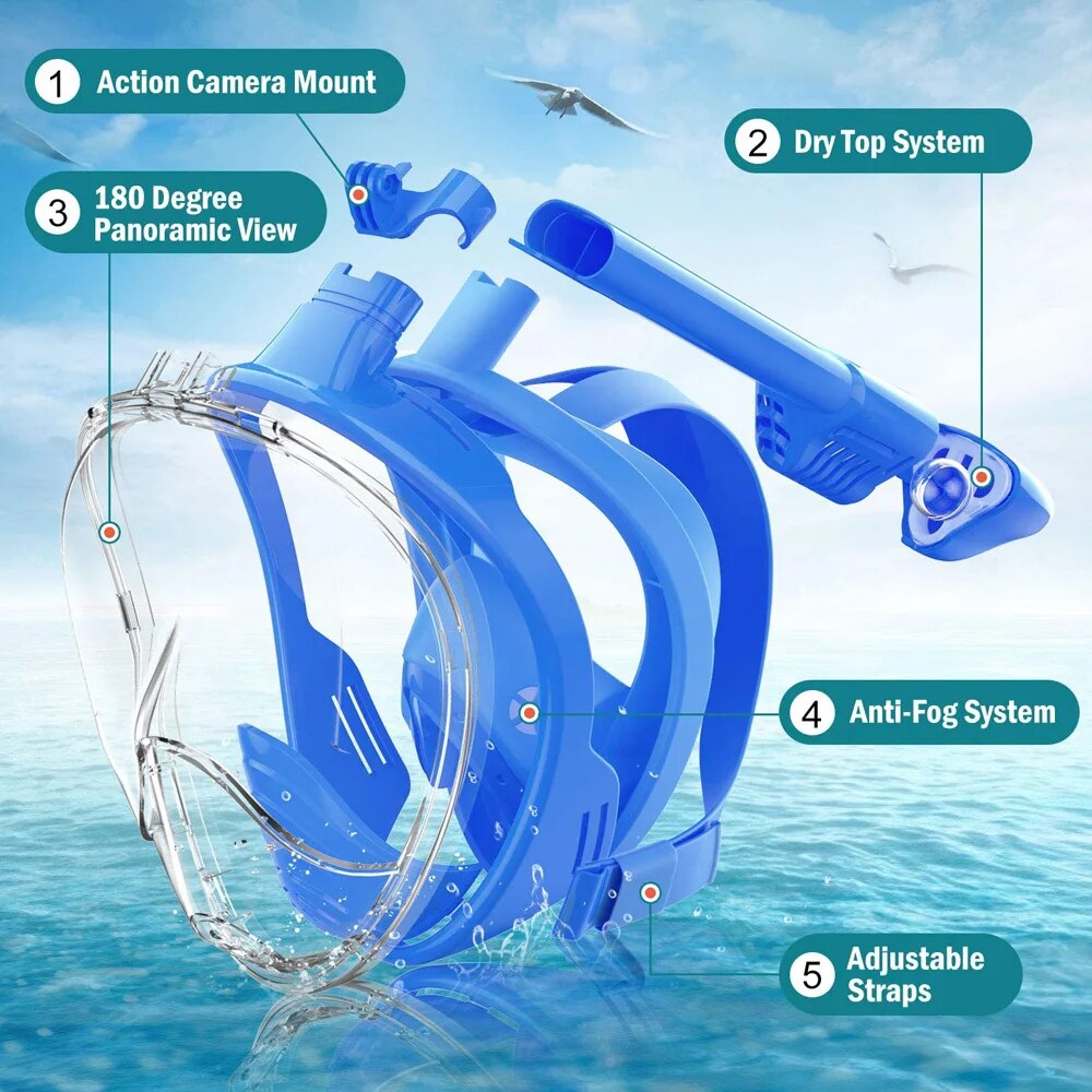 Esnórquel subaquático rosto ch - Snorkel Mask Full Face avaliação e preço