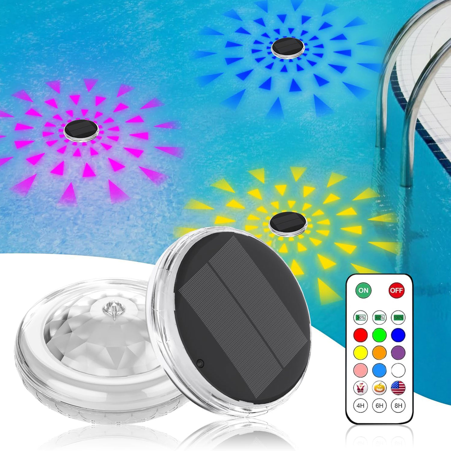 Luzes de piscina, flutuantes r - Pool Light Solar Rechargeable avaliação e preço